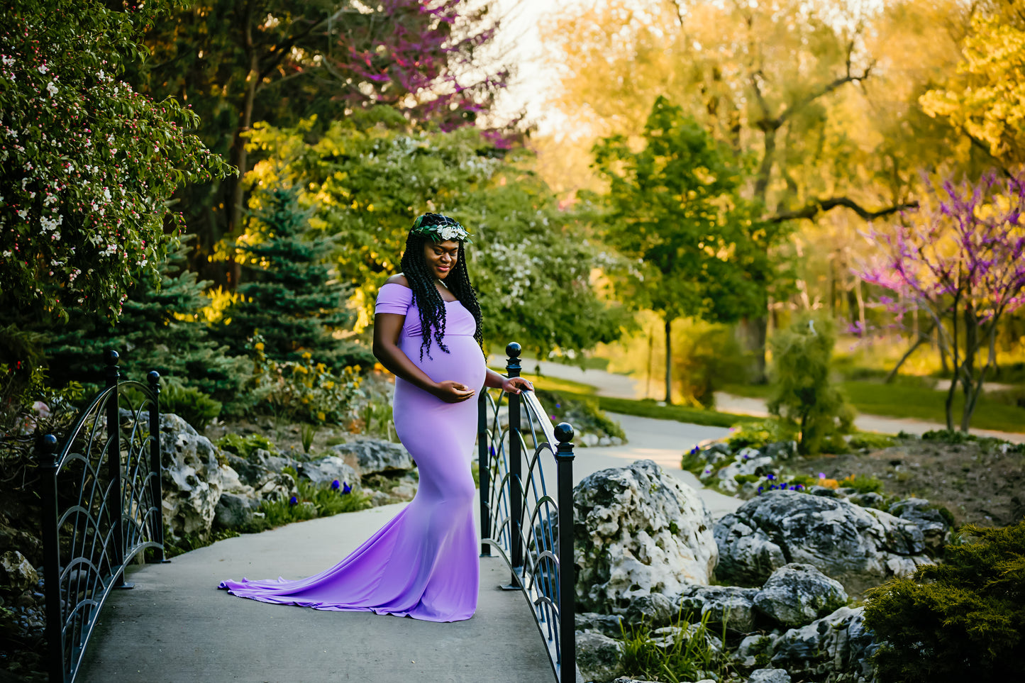 Lavender Purple Fitted Gown - maternity photoshoot dress