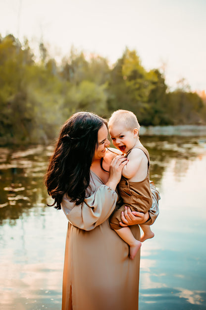 Champagne Convertible Gown - maternity photoshoot dress