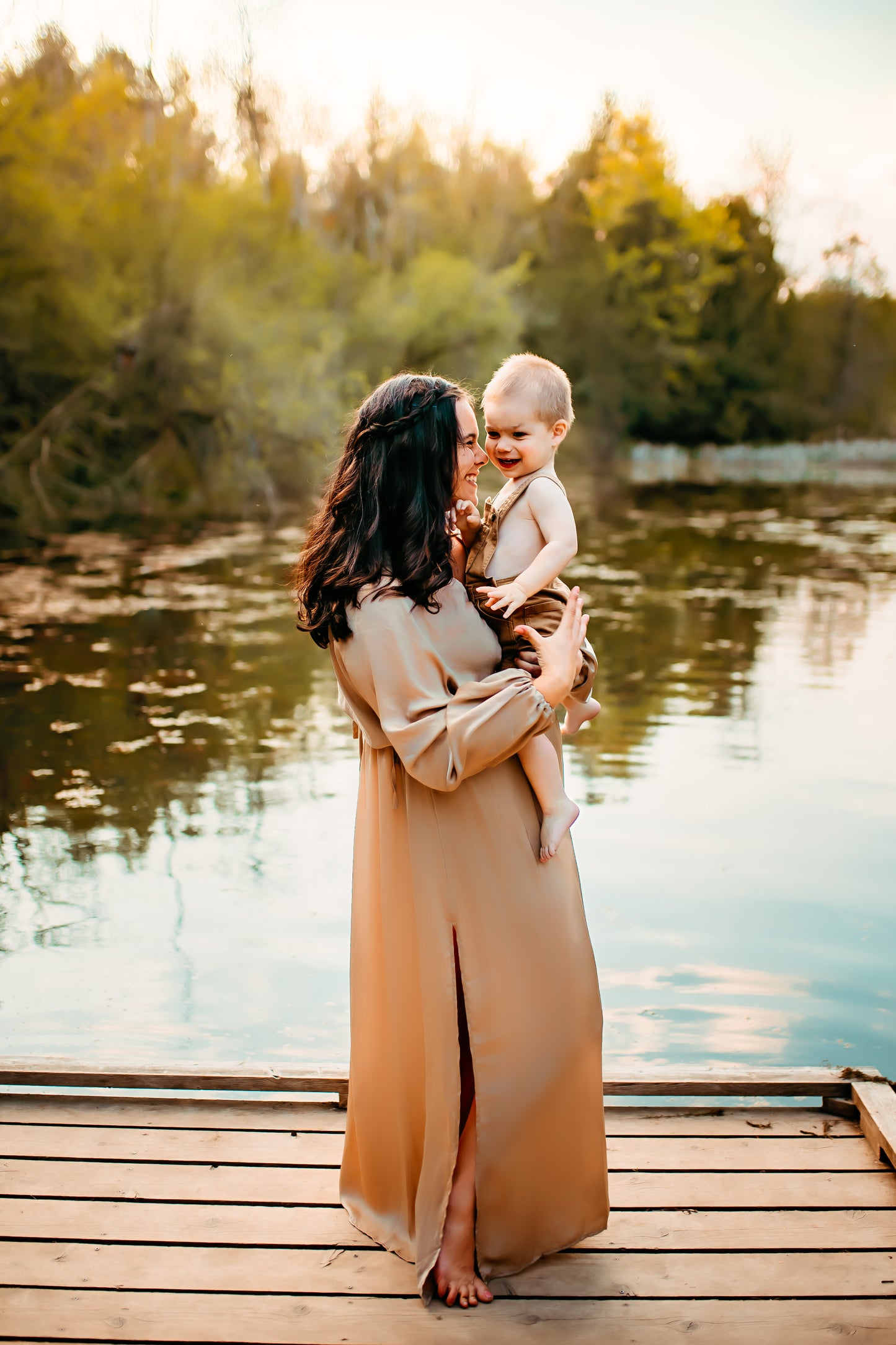 Champagne Convertible Gown - maternity photoshoot dress