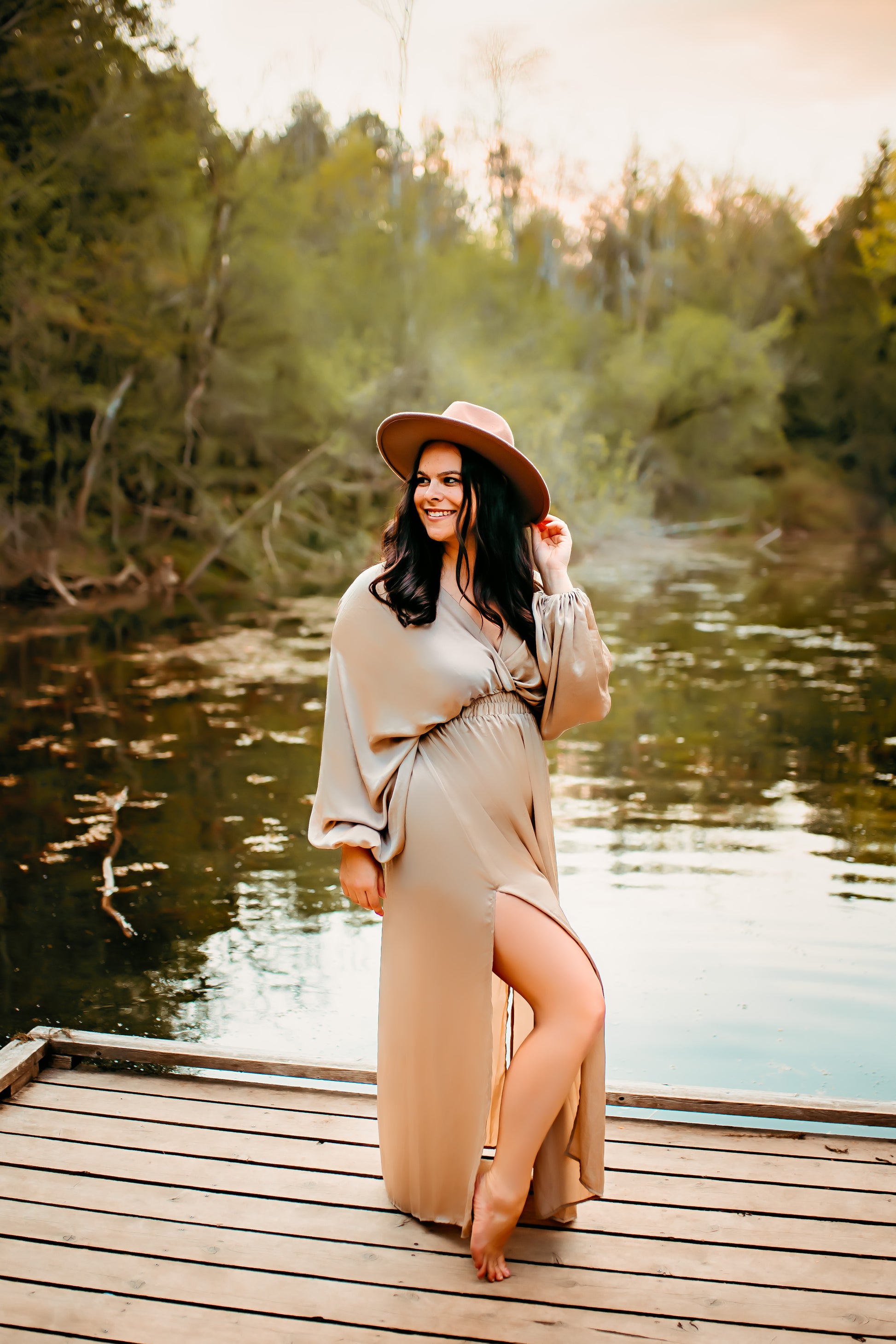 Camel Boho Hat - maternity photoshoot dress