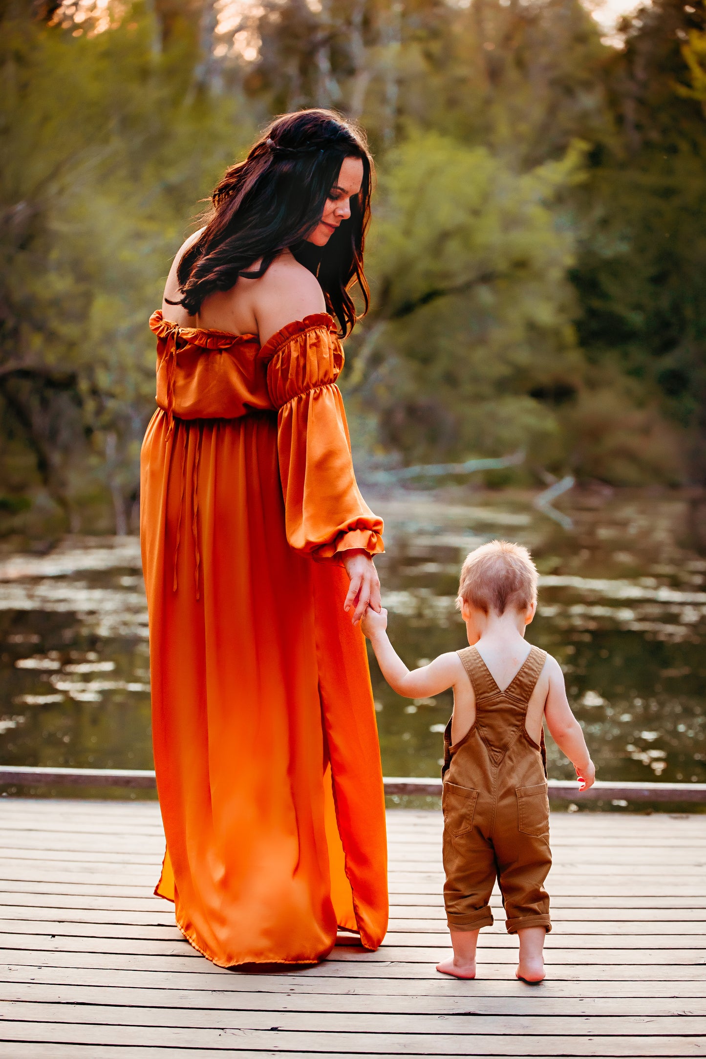 Rust Convertible Gown - maternity photoshoot dress