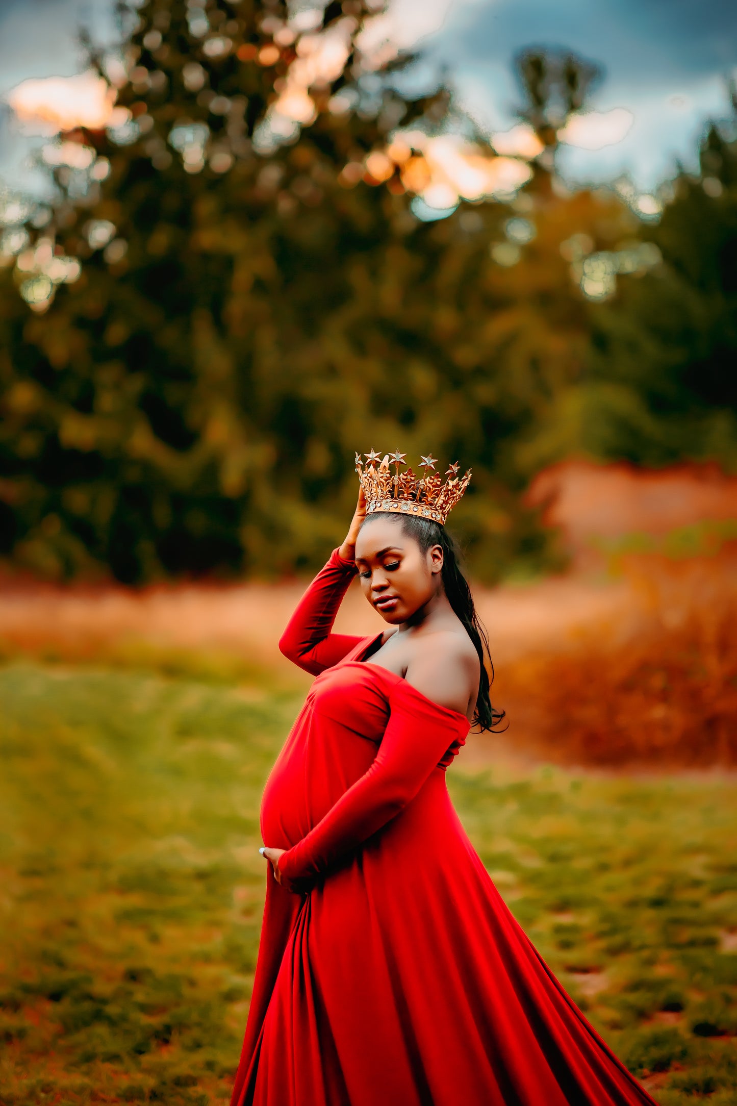 Gold Crown - maternity photoshoot dress