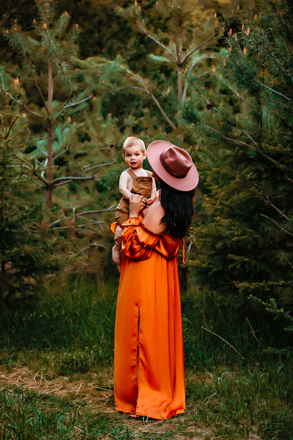 Rust Convertible Gown - maternity photoshoot dress