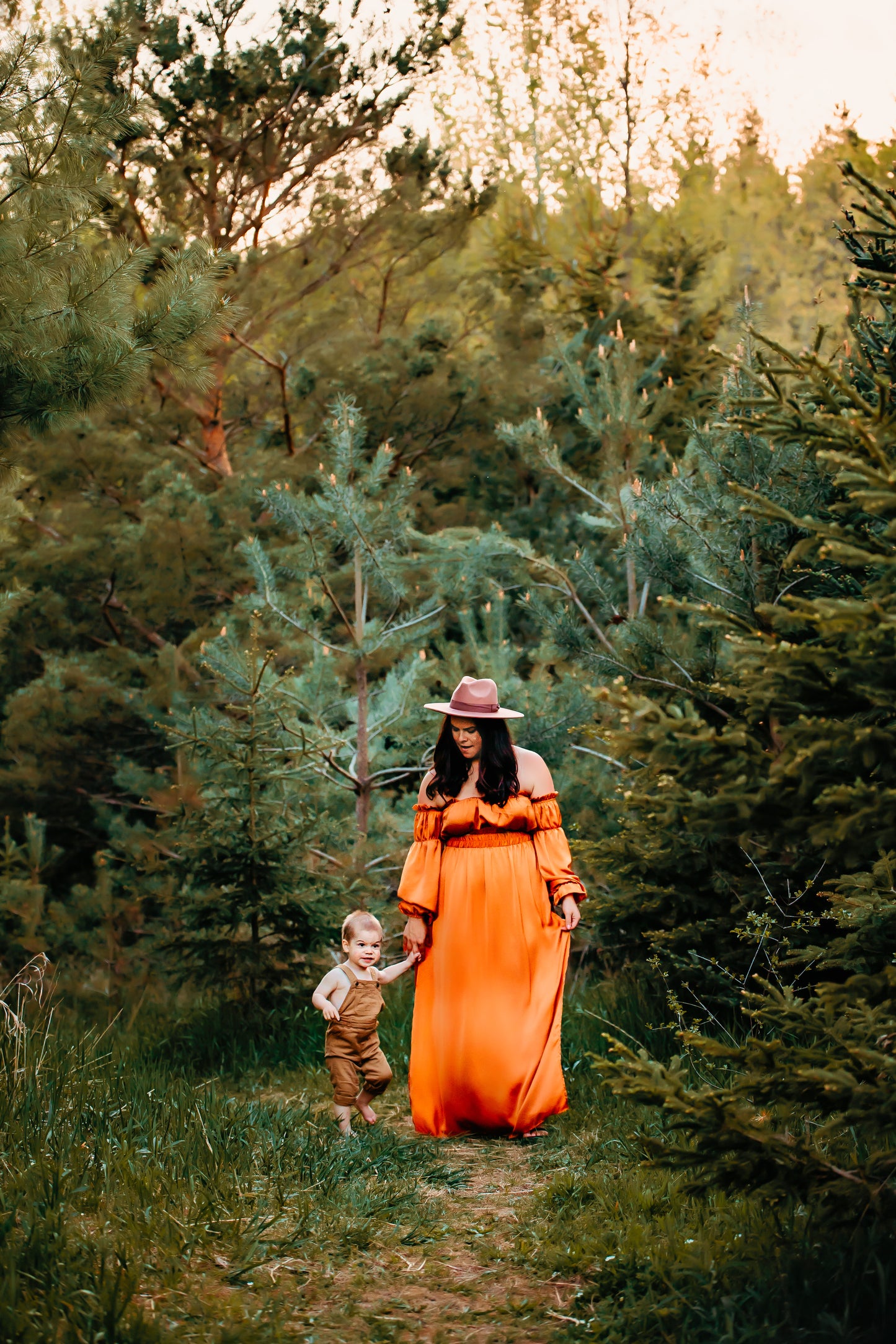 Rust Convertible Gown - maternity photoshoot dress