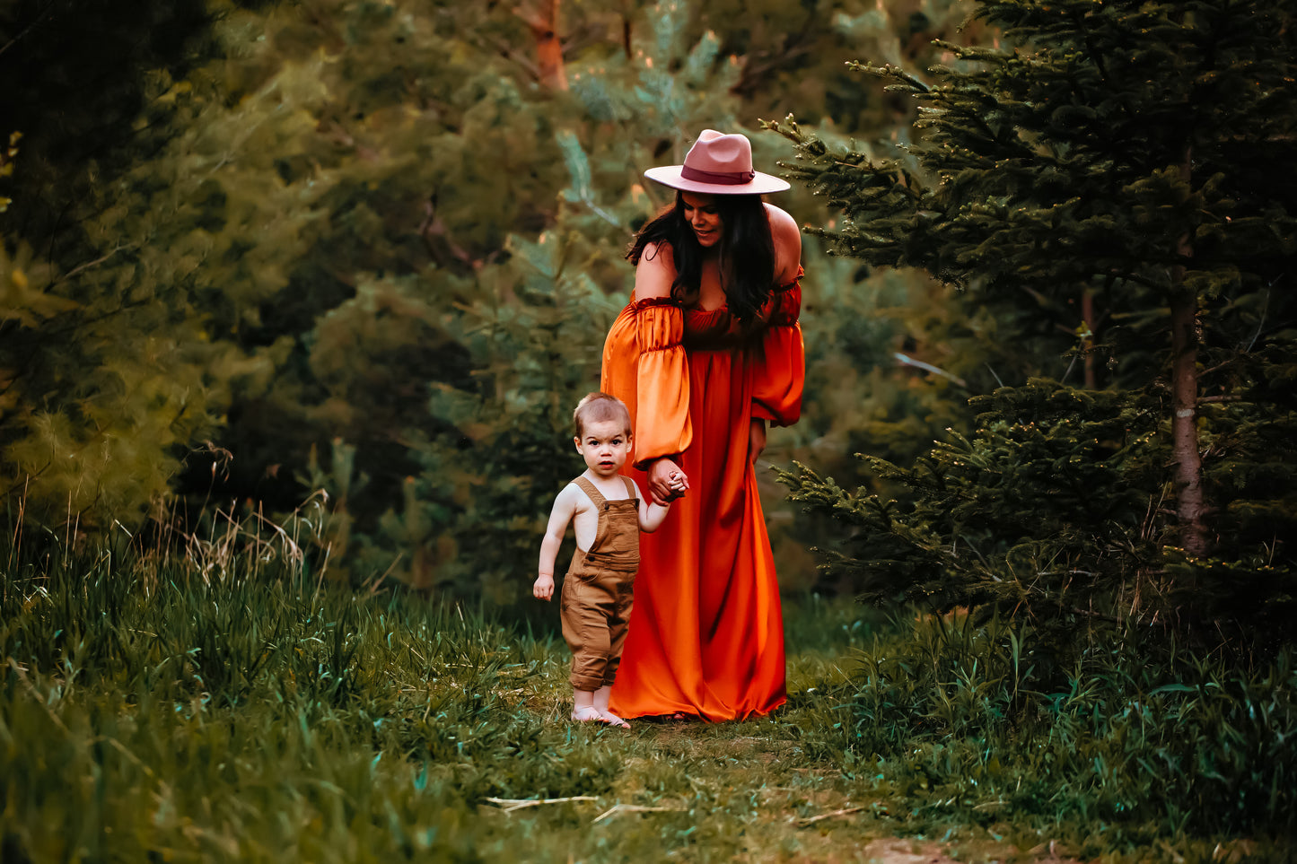 Rust Convertible Gown - maternity photoshoot dress