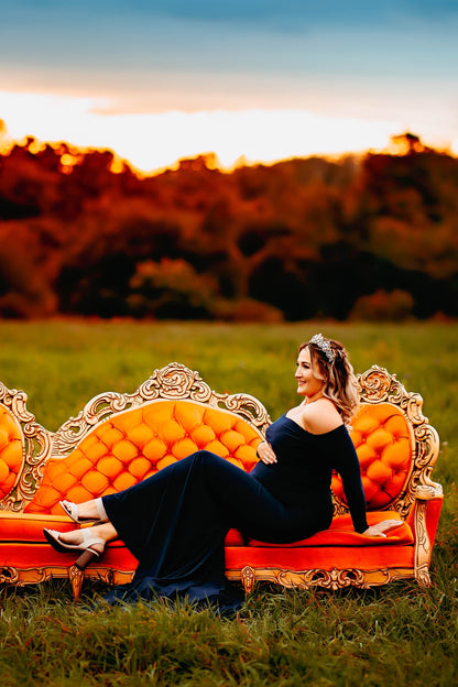 Navy Blue Fitted Gown - maternity photoshoot dress
