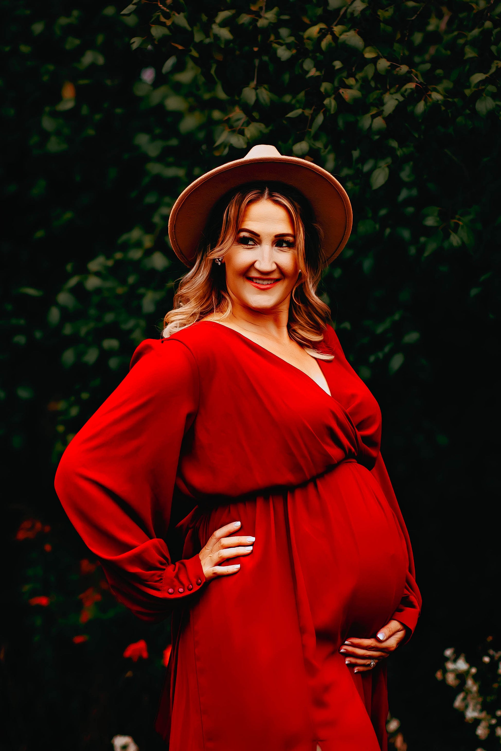 Camel Boho Hat - maternity photoshoot dress