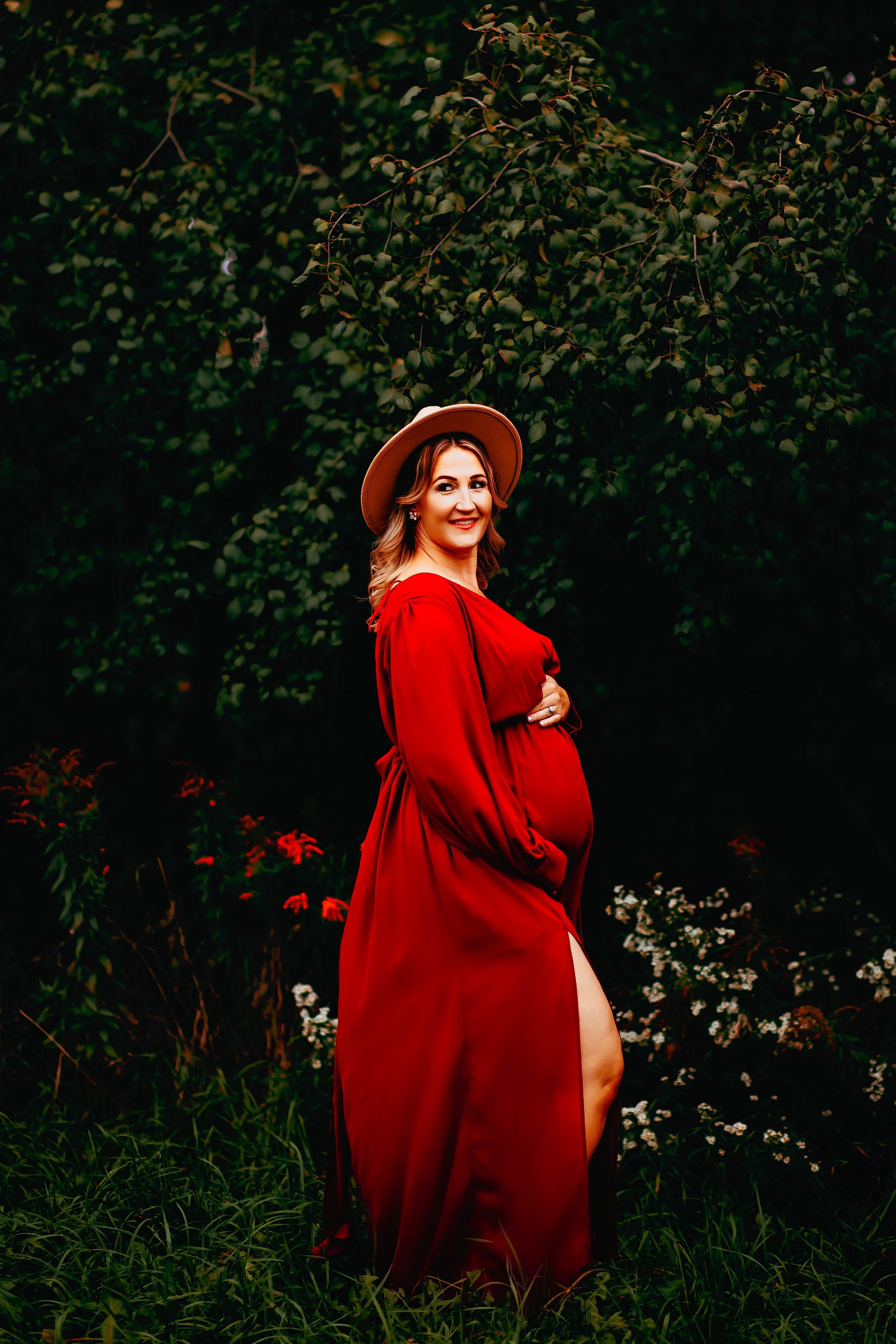 Camel Boho Hat - maternity photoshoot dress