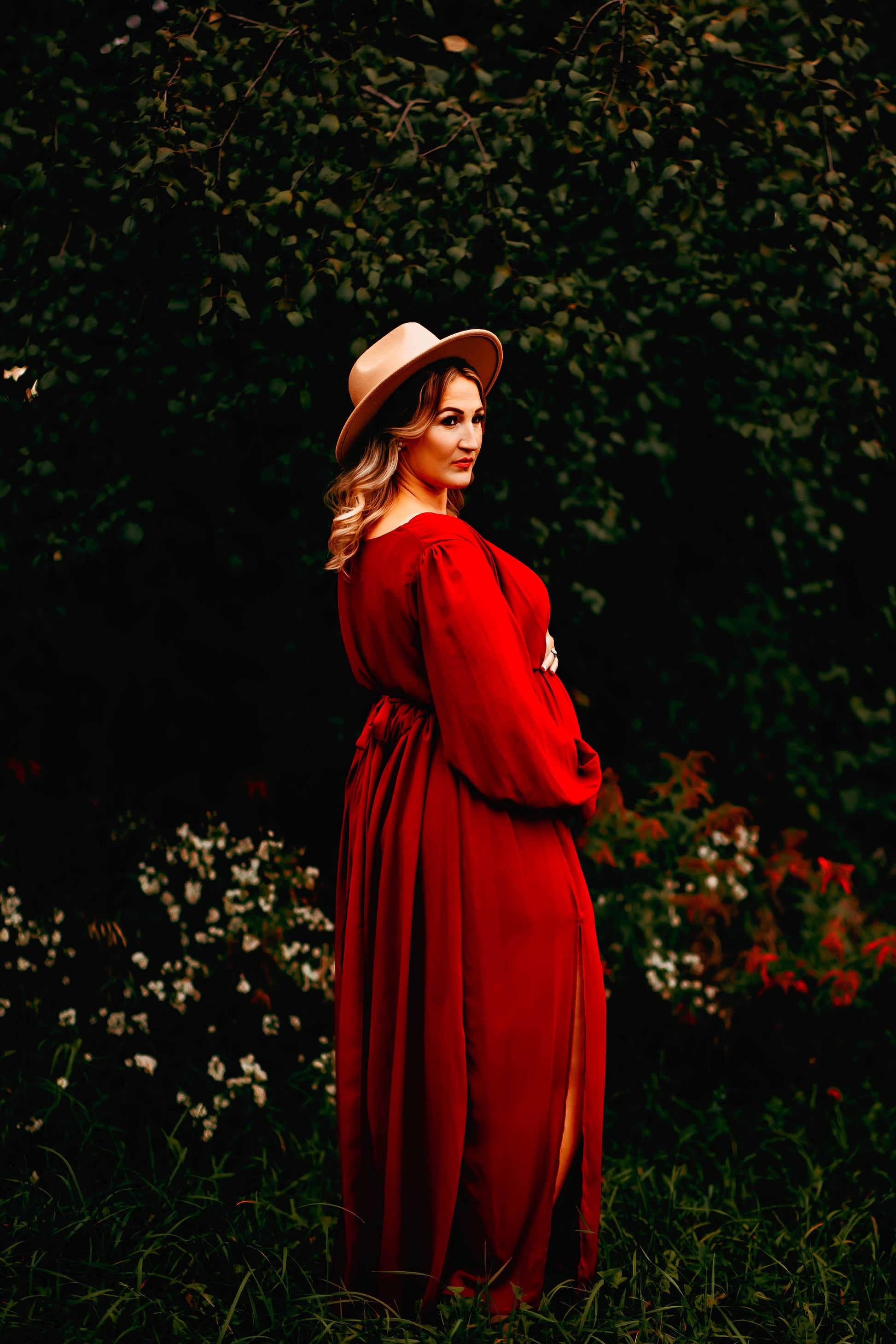 Camel Boho Hat - maternity photoshoot dress