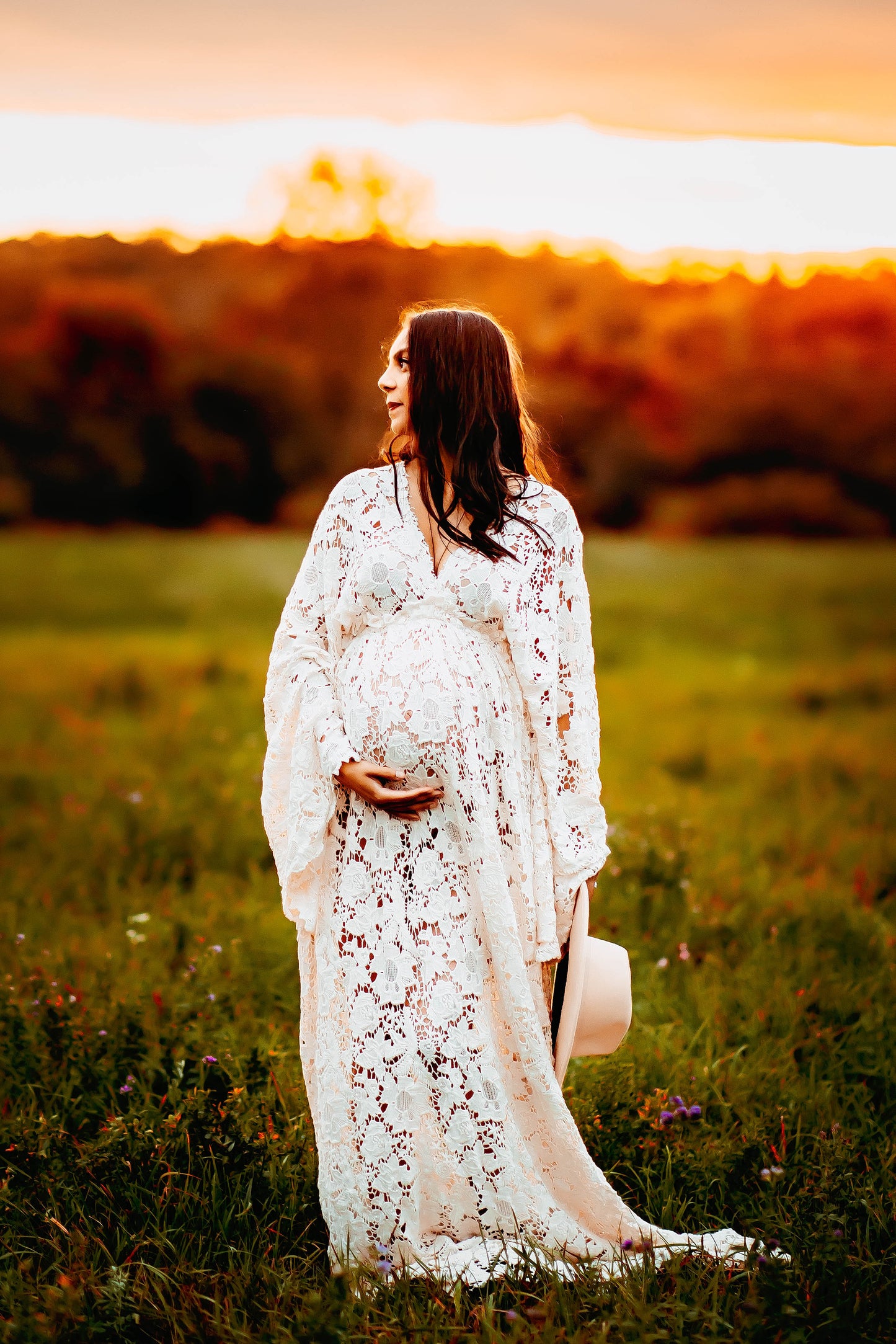 Cream Boho Hat - maternity photoshoot dress