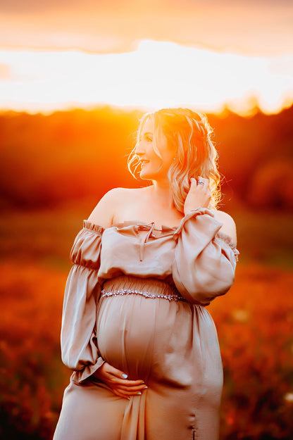 Champagne Convertible Gown - maternity photoshoot dress