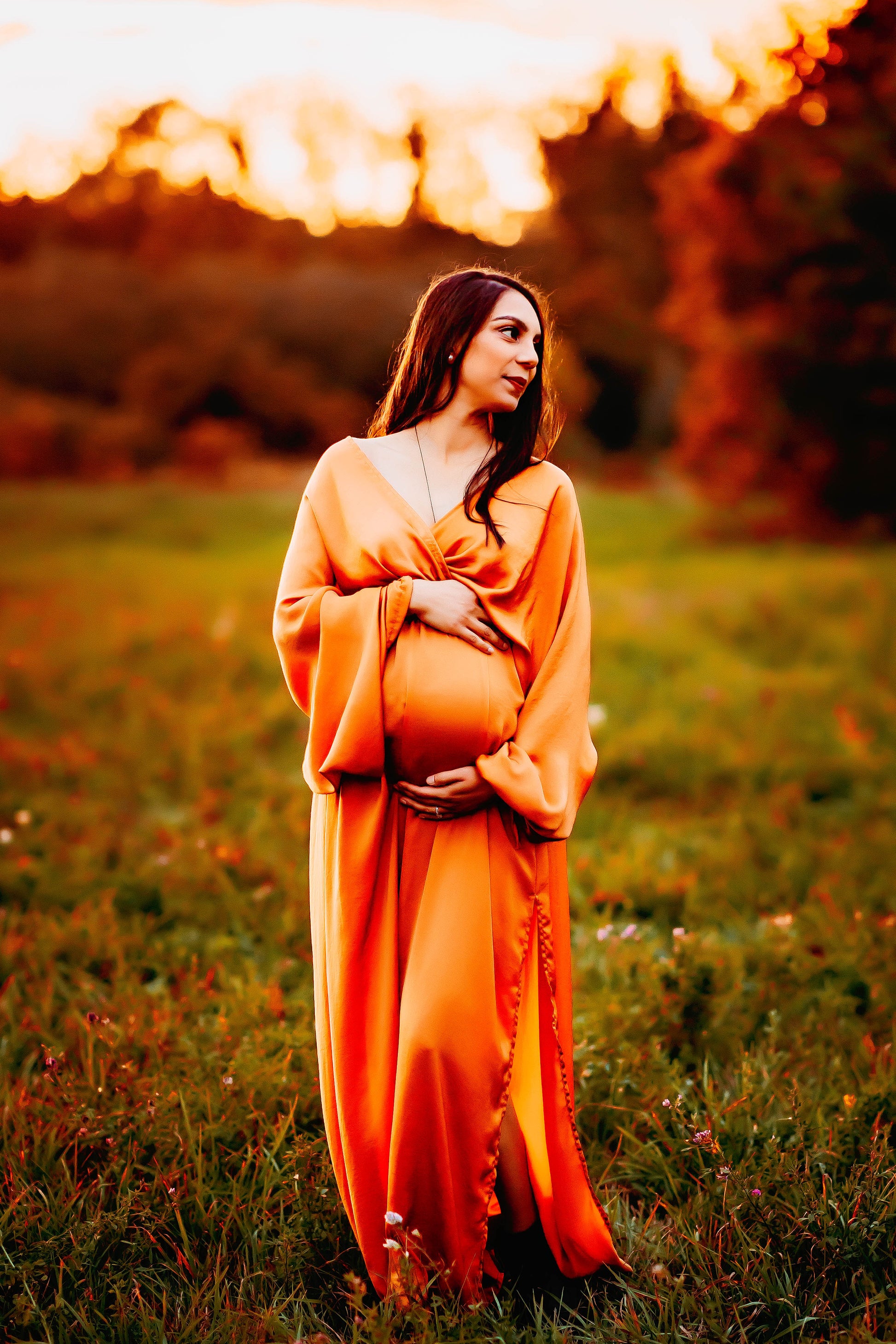 Rust Convertible Gown - maternity photoshoot dress