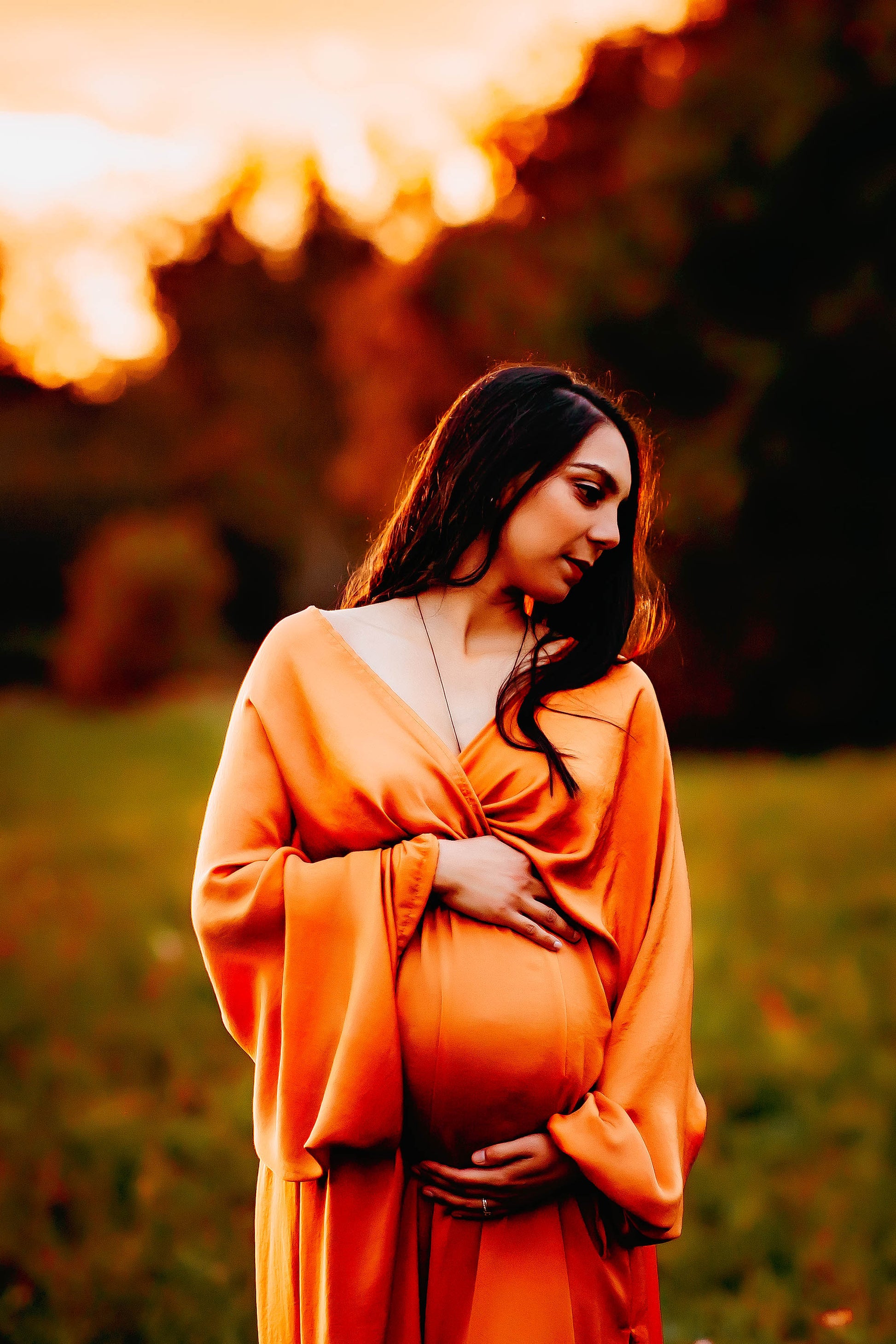 Rust Convertible Gown - maternity photoshoot dress