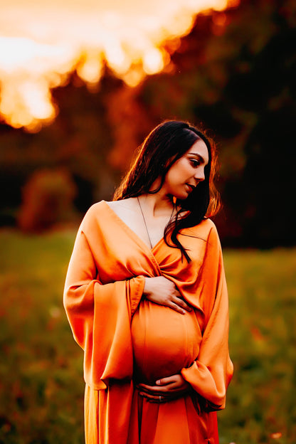 Rust Convertible Gown - maternity photoshoot dress