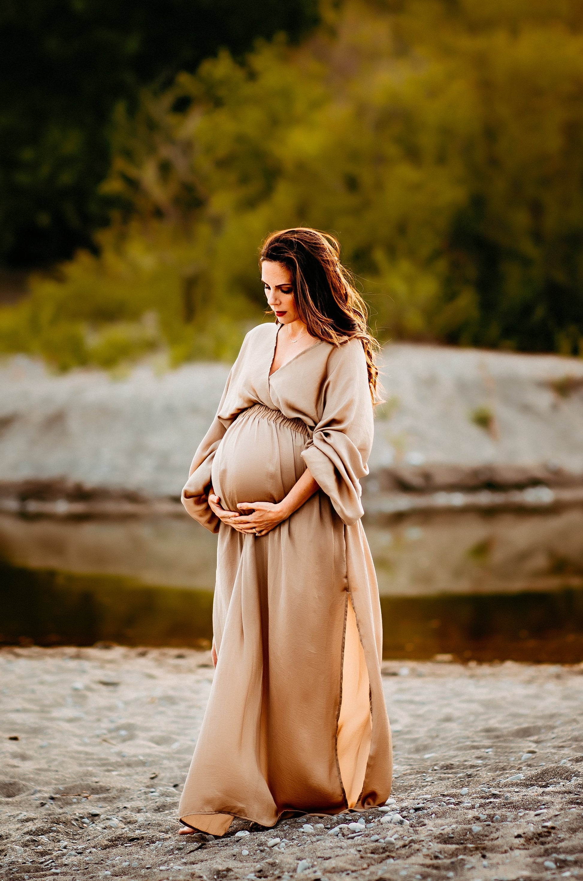 Champagne Convertible Gown - maternity photoshoot dress