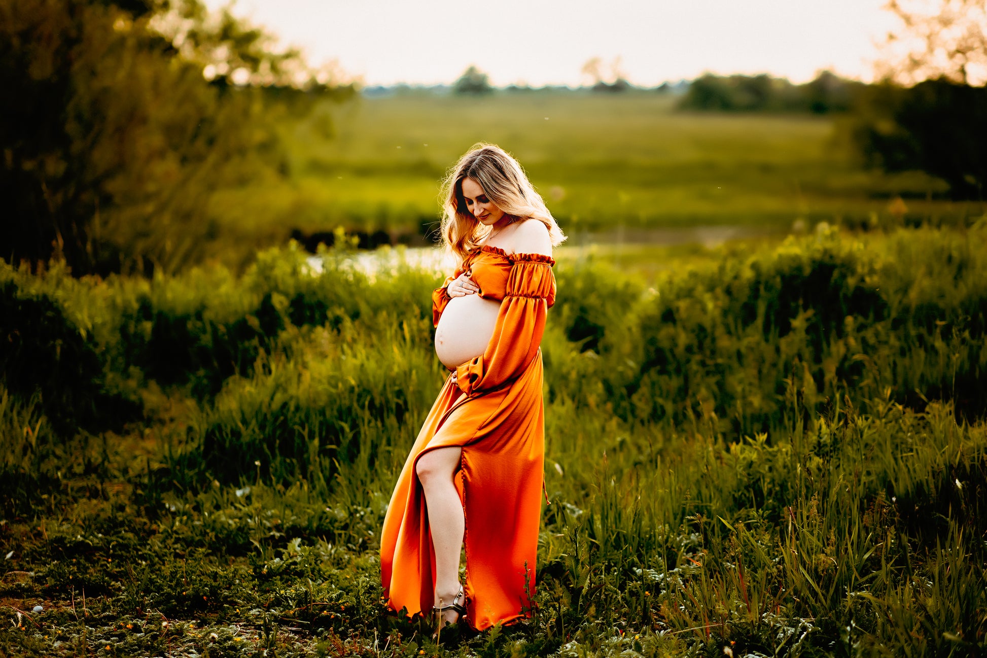 Rust Convertible Gown - maternity photoshoot dress