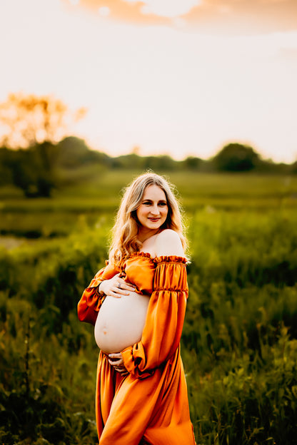 Rust Convertible Gown - maternity photoshoot dress
