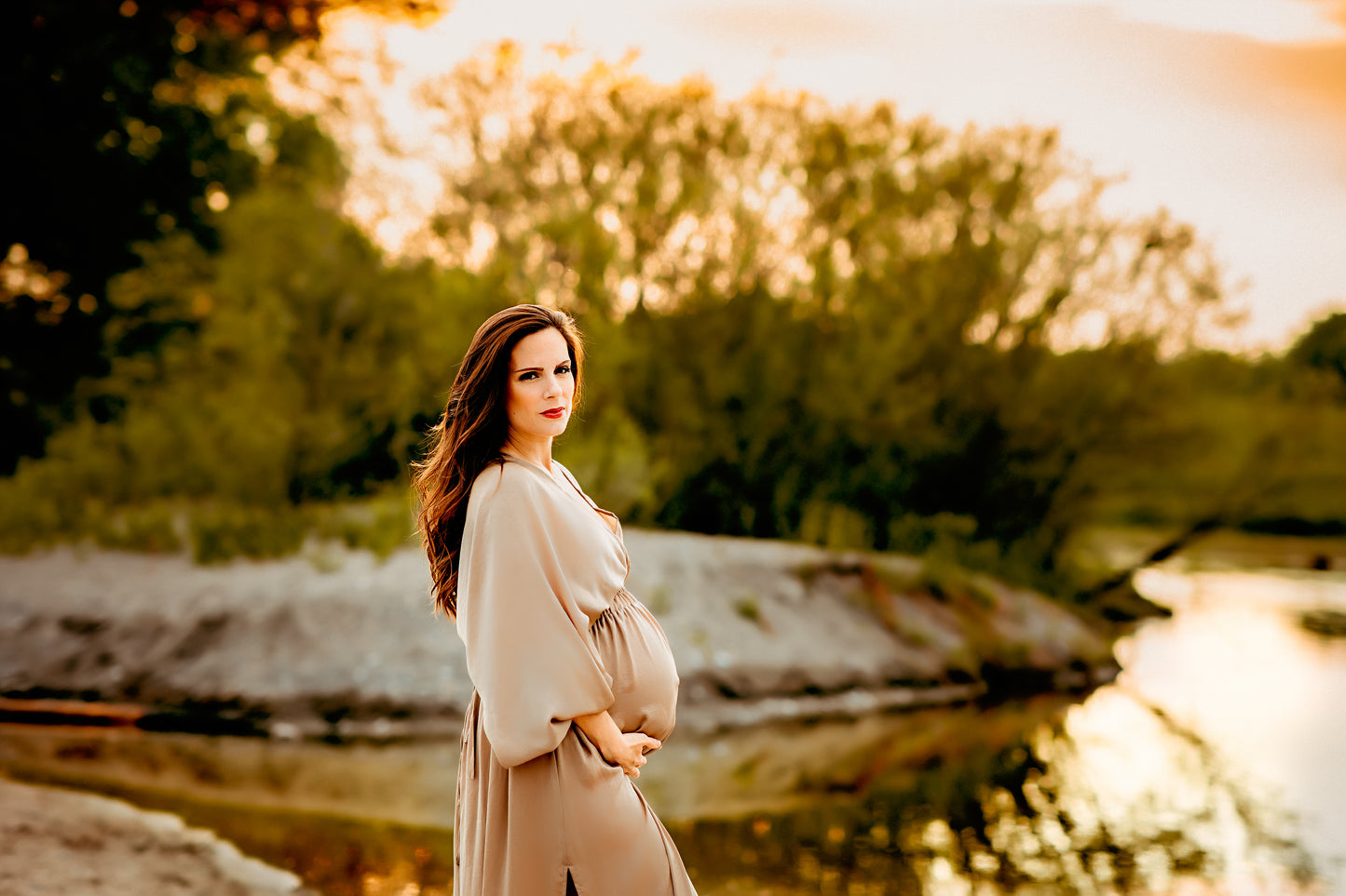 Champagne Convertible Gown - maternity photoshoot dress