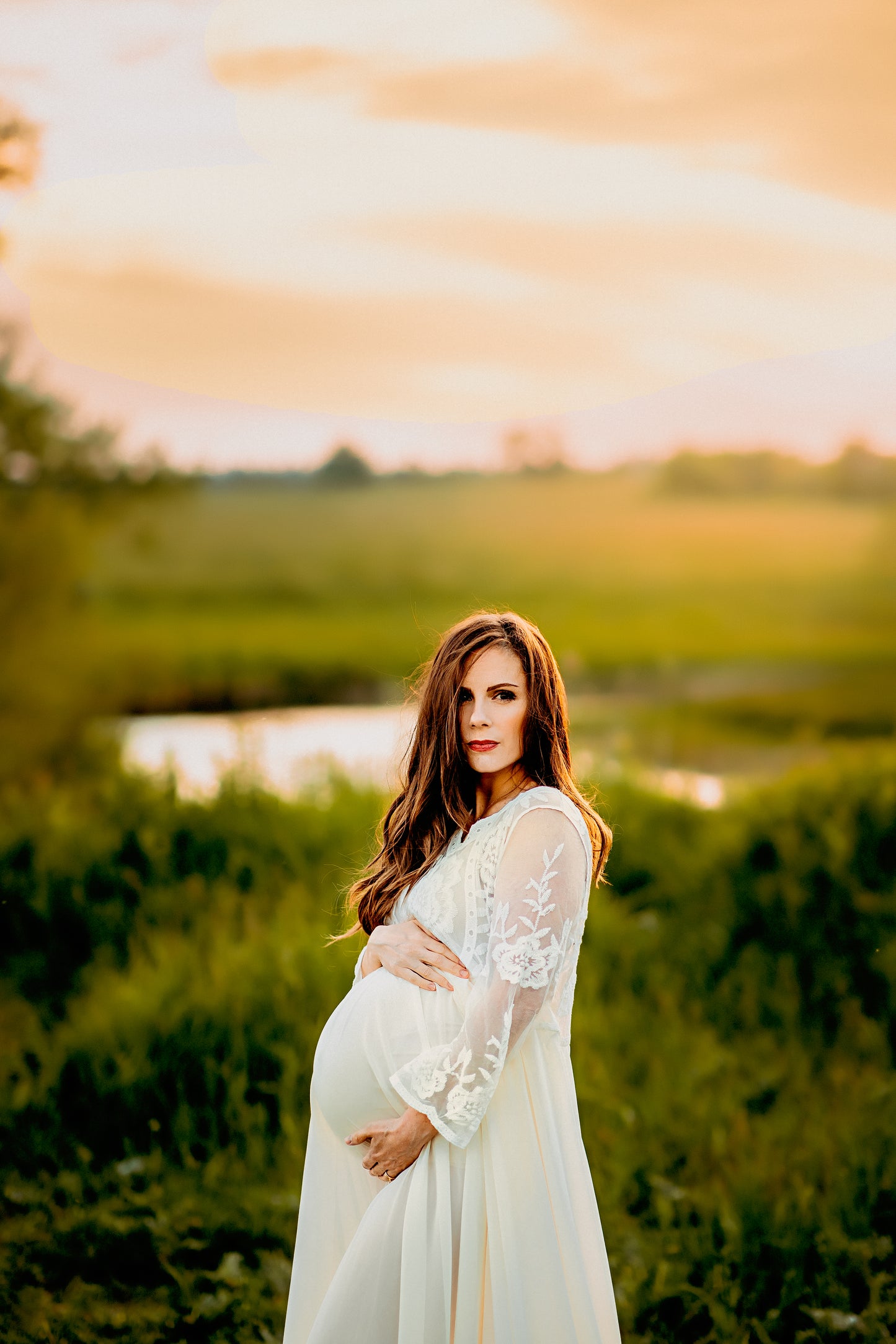 Elegant Lace Gown - maternity photoshoot dress