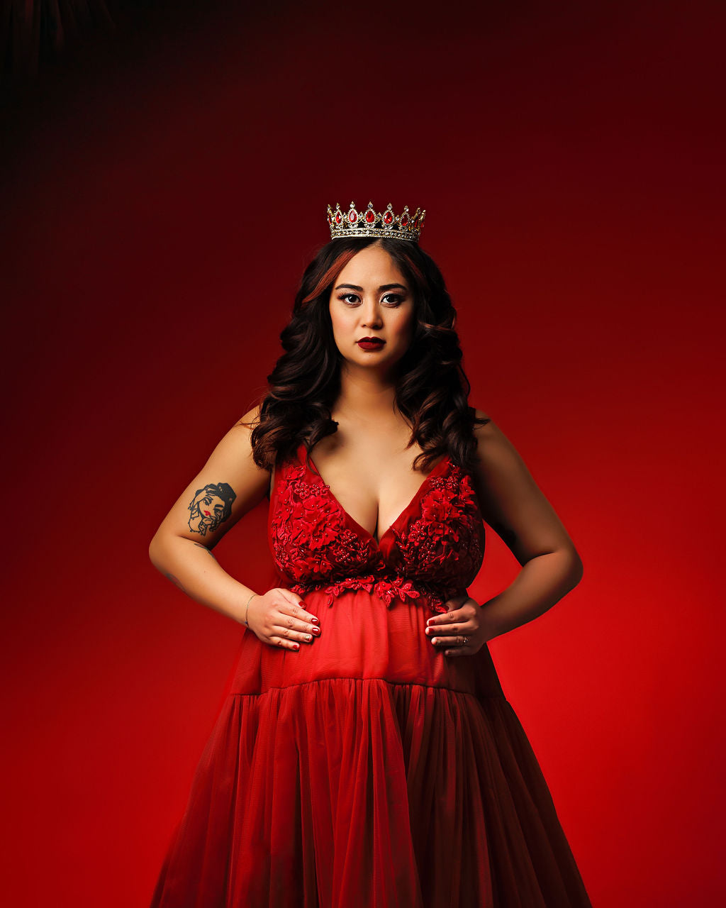 Burgundy Wisteria Gown - maternity photoshoot dress