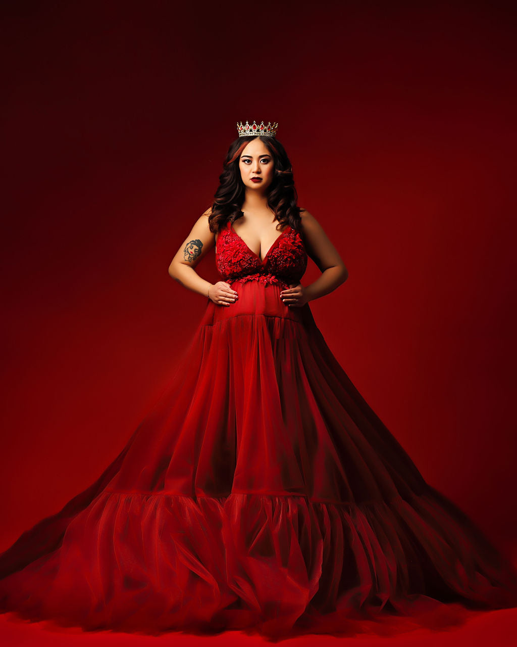 Burgundy Wisteria Gown - maternity photoshoot dress