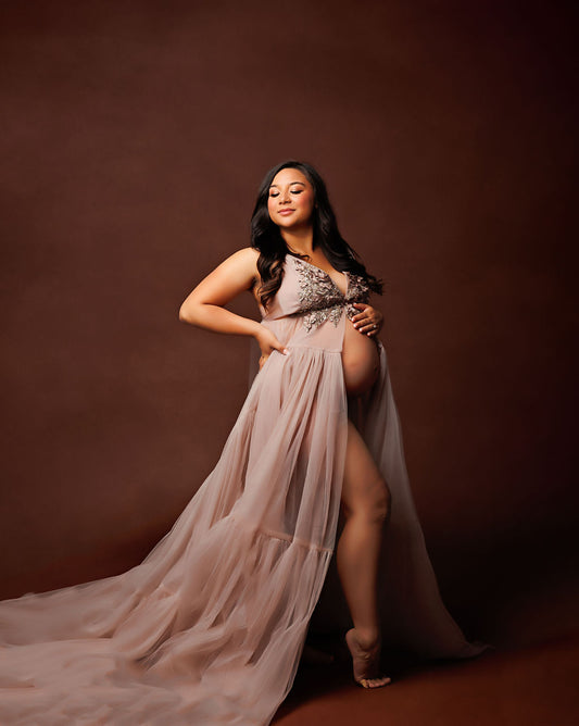 Cappuccino Wisteria Gown - maternity photoshoot dress
