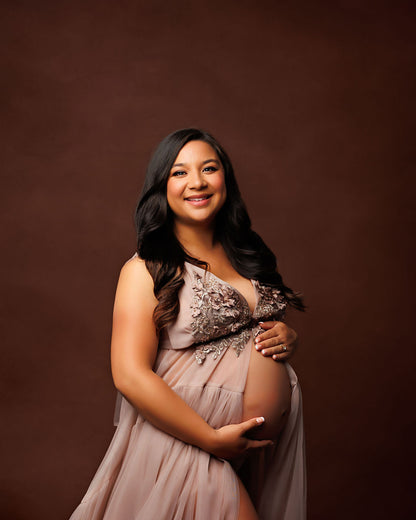 Cappuccino Wisteria Gown - maternity photoshoot dress