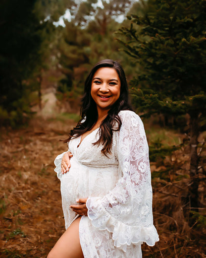 Reclamation Much Love Lace Gown - maternity photoshoot dress