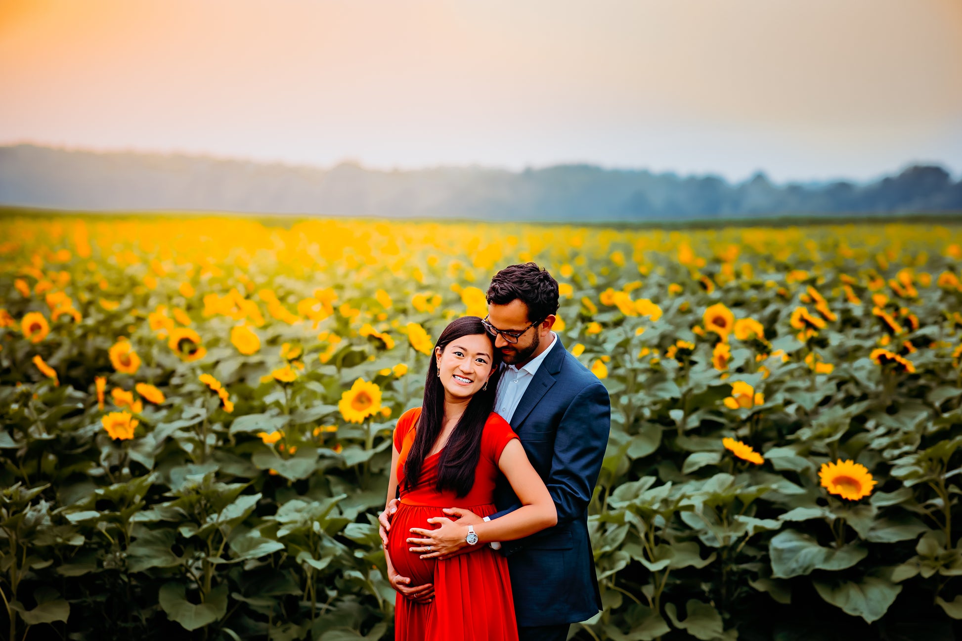 Burnt Orange Flowy Gown - maternity photoshoot dress