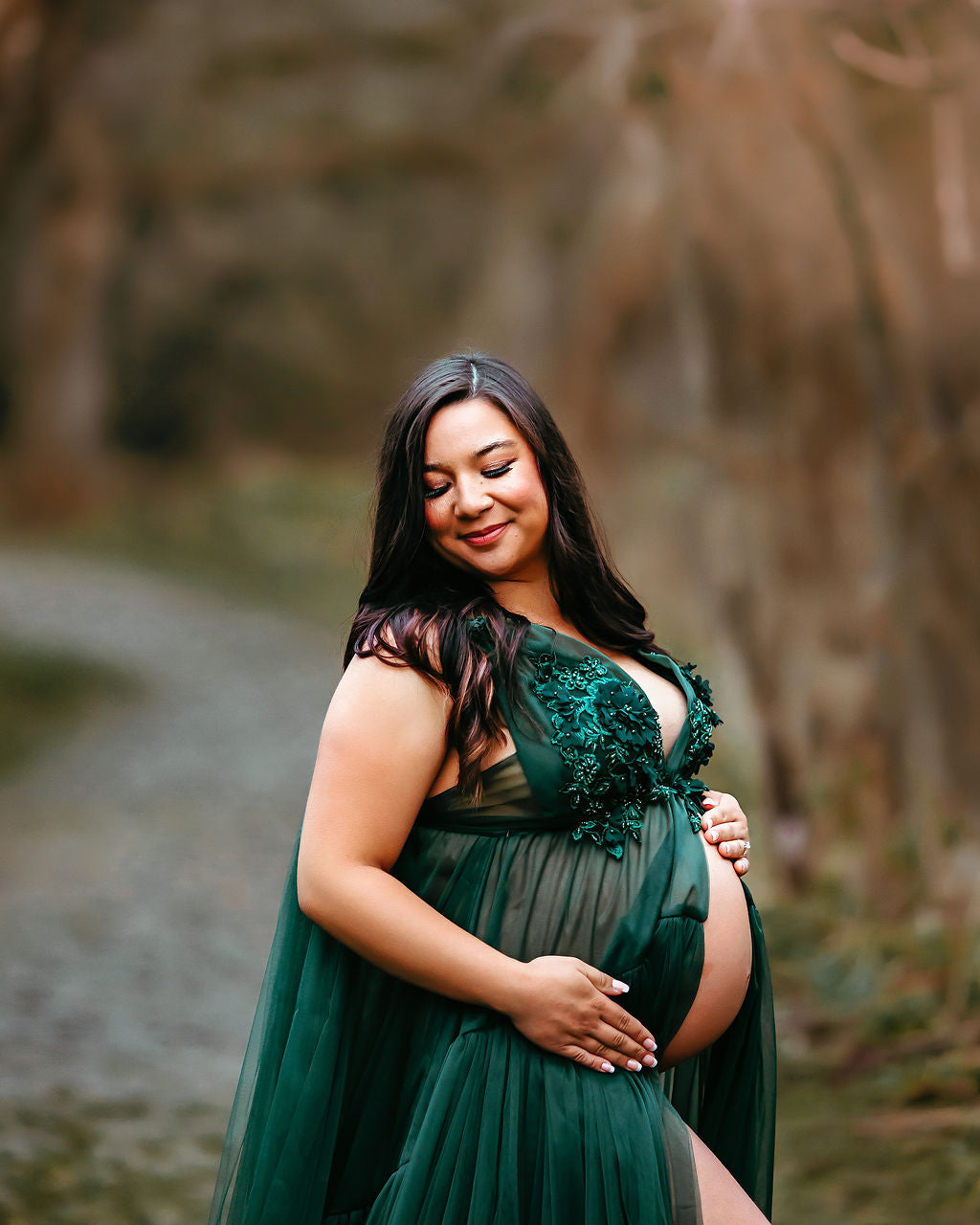 Emerald Wisteria Gown - maternity photoshoot dress