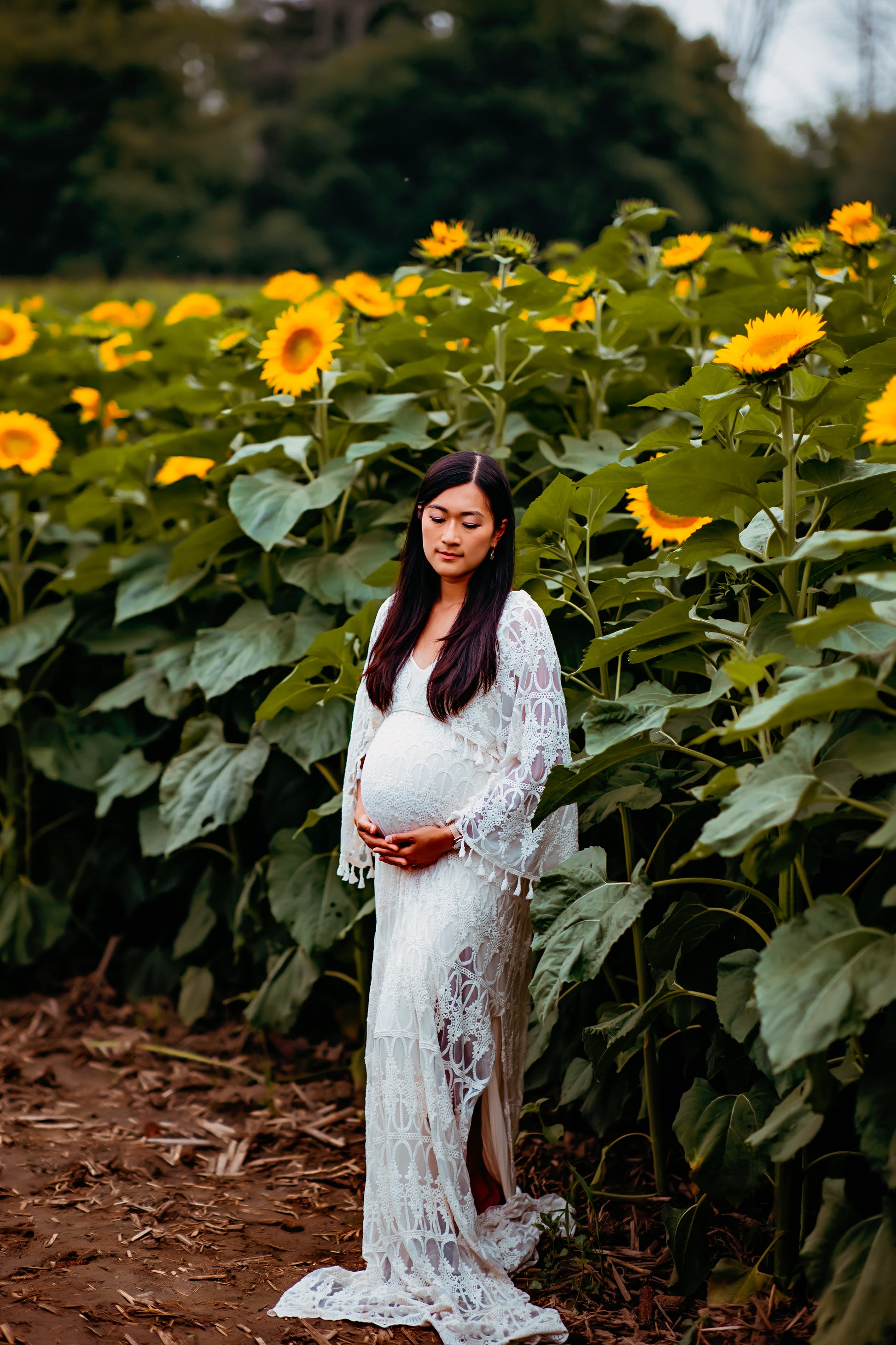 Scalloped Lace Boho Gown - maternity photoshoot dress