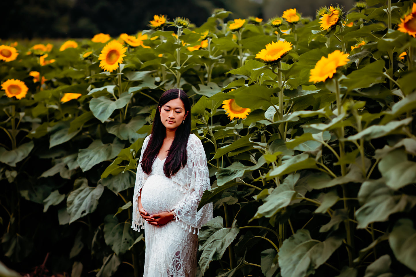 Scalloped Lace Boho Gown - maternity photoshoot dress