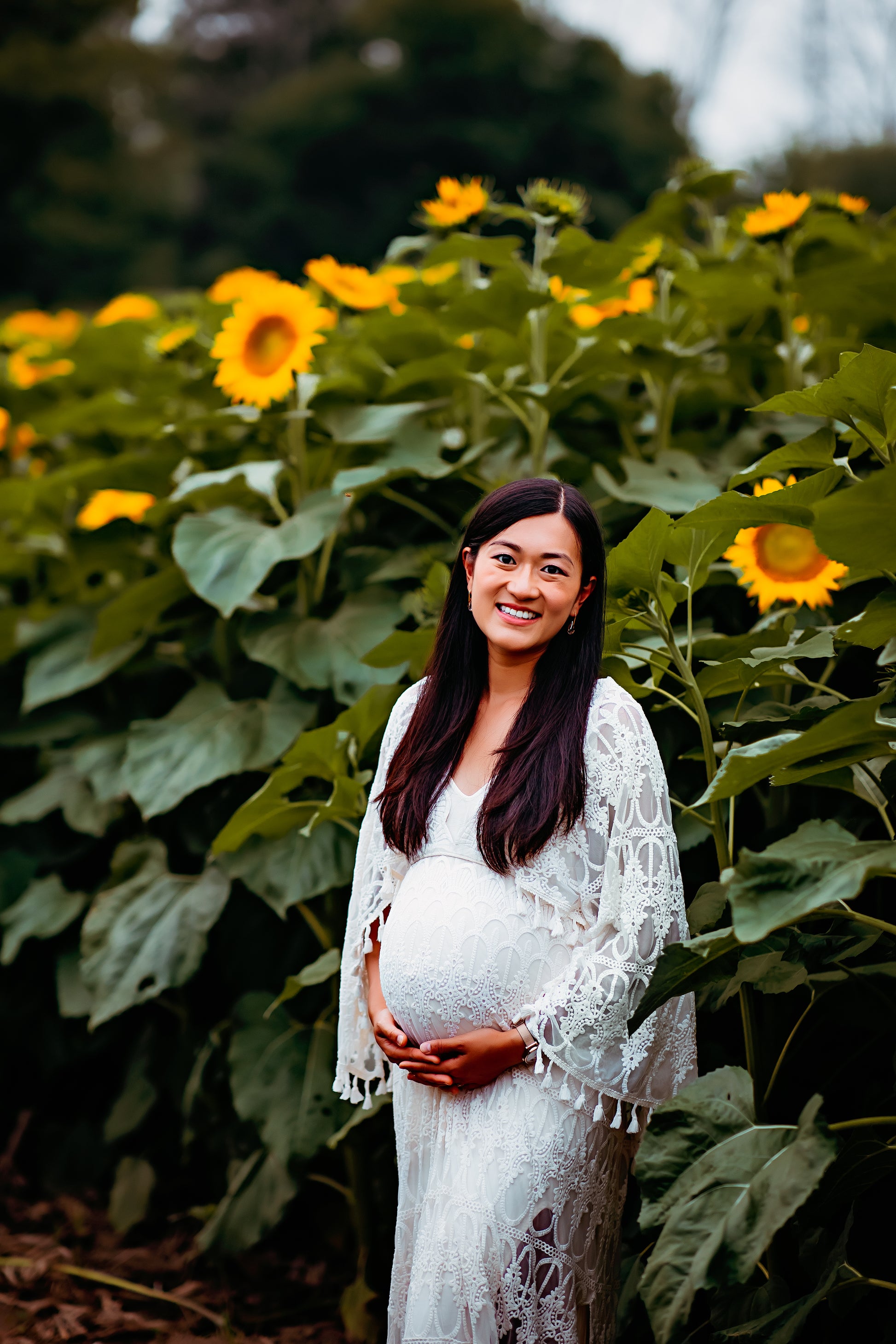 Scalloped Lace Boho Gown - maternity photoshoot dress