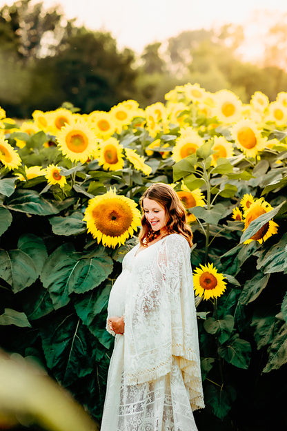 Boho Lace Maternity Gown with Tassels - maternity photoshoot dress