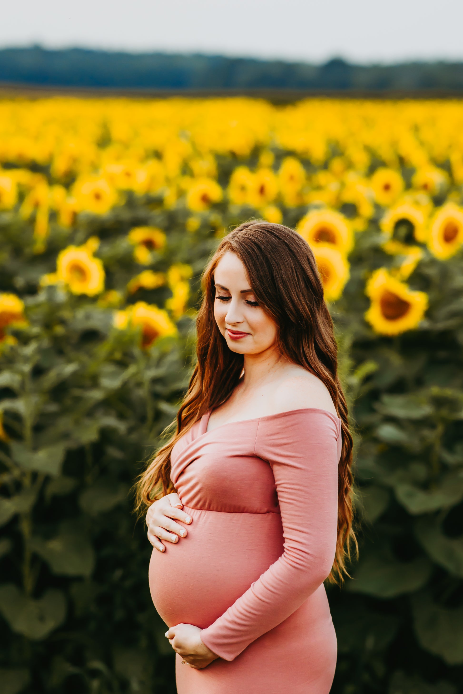 Rosy Pink Fitted Gown - maternity photoshoot dress