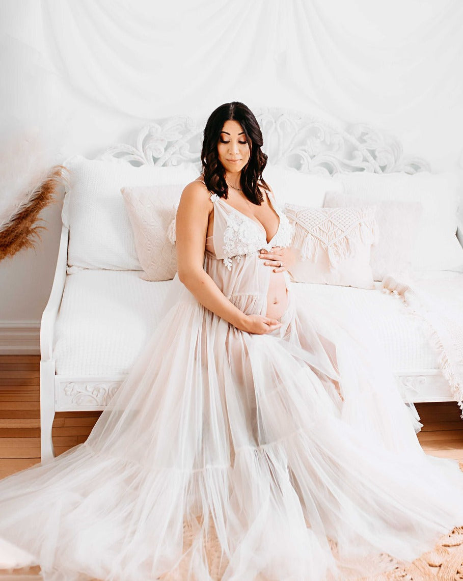 Ivory Wisteria Gown - maternity photoshoot dress