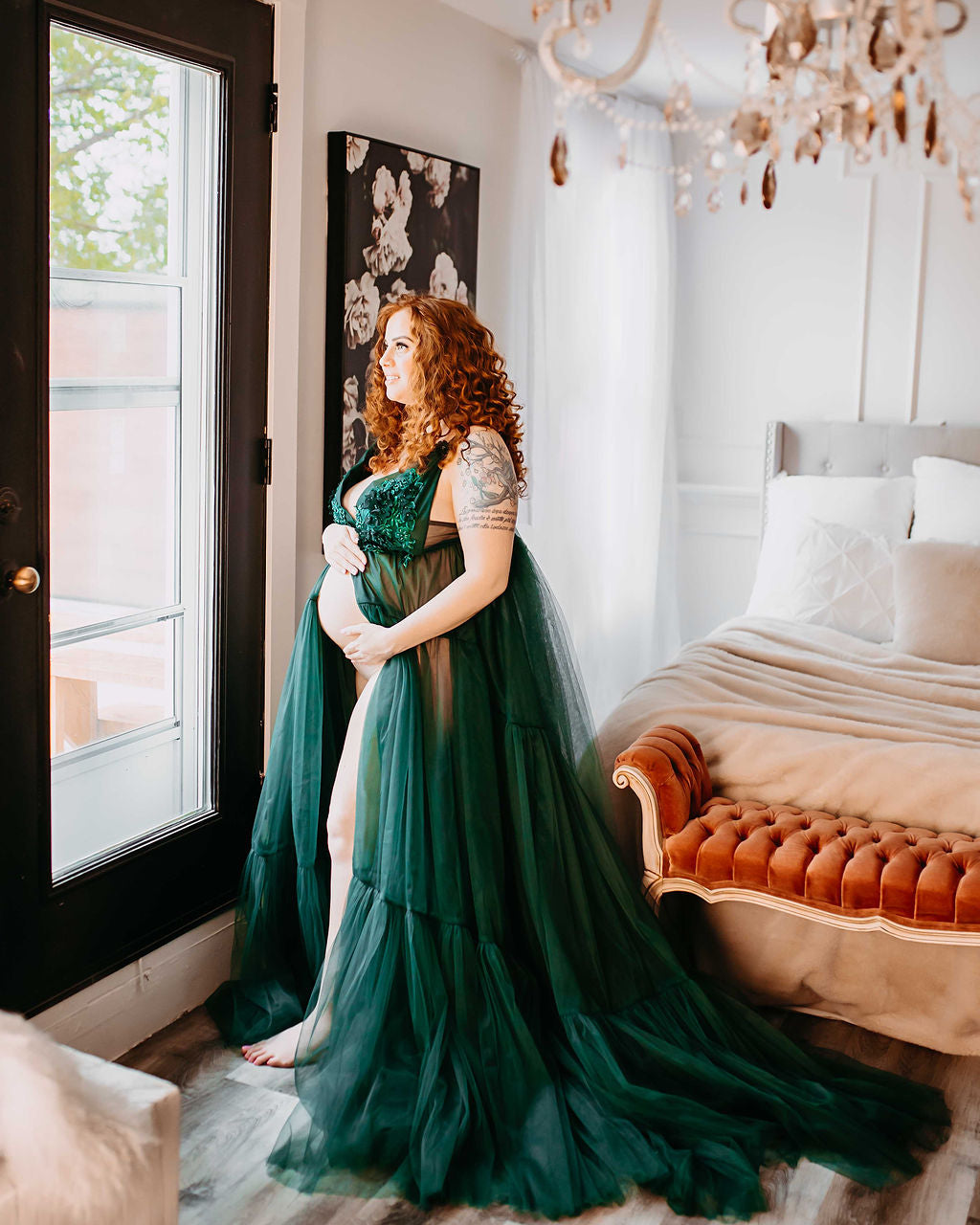 Emerald Wisteria Gown - maternity photoshoot dress