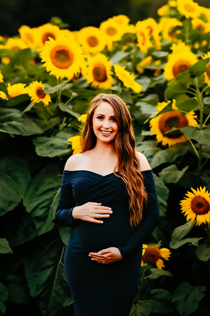Emerald Green Fitted Gown - maternity photoshoot dress