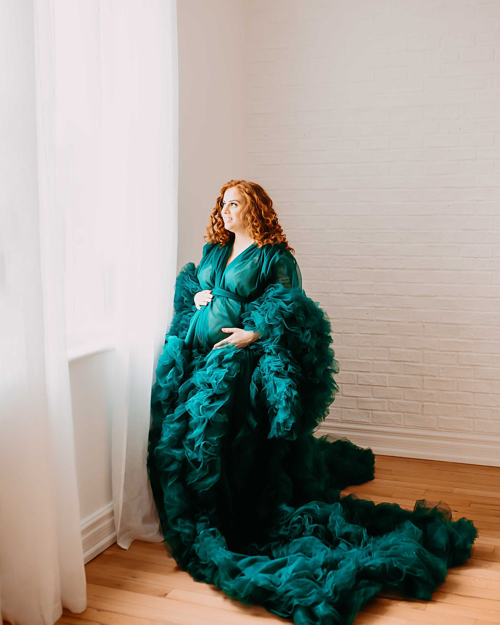 Emerald Green Barbara Gown - maternity photoshoot dress