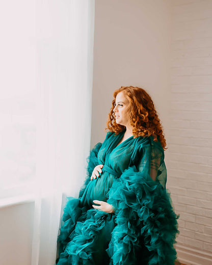 Emerald Green Barbara Gown - maternity photoshoot dress