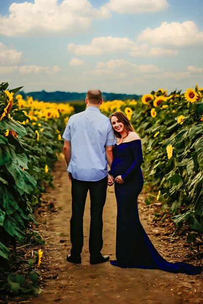 Emerald Green Fitted Gown - maternity photoshoot dress