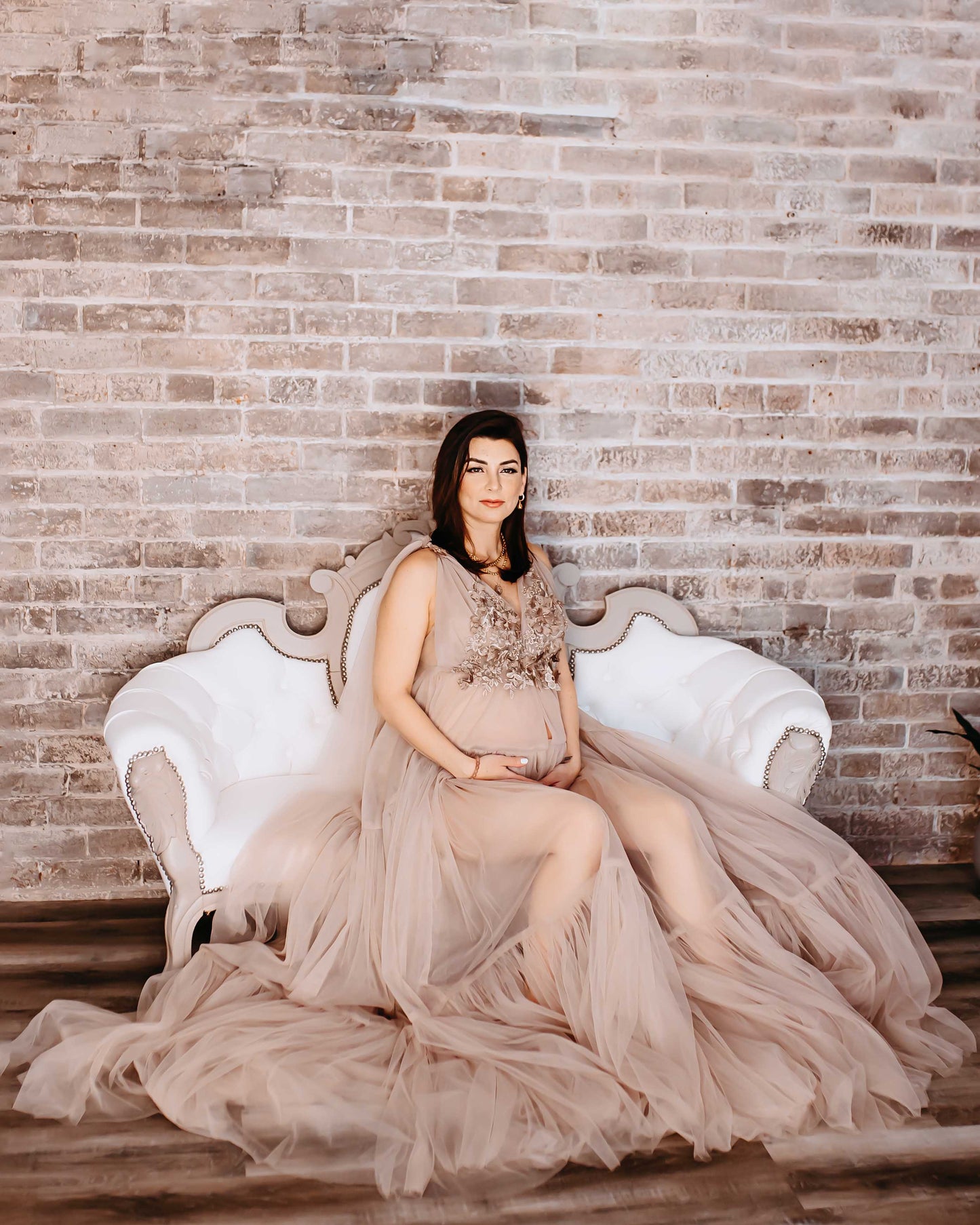 Cappuccino Wisteria Gown - maternity photoshoot dress
