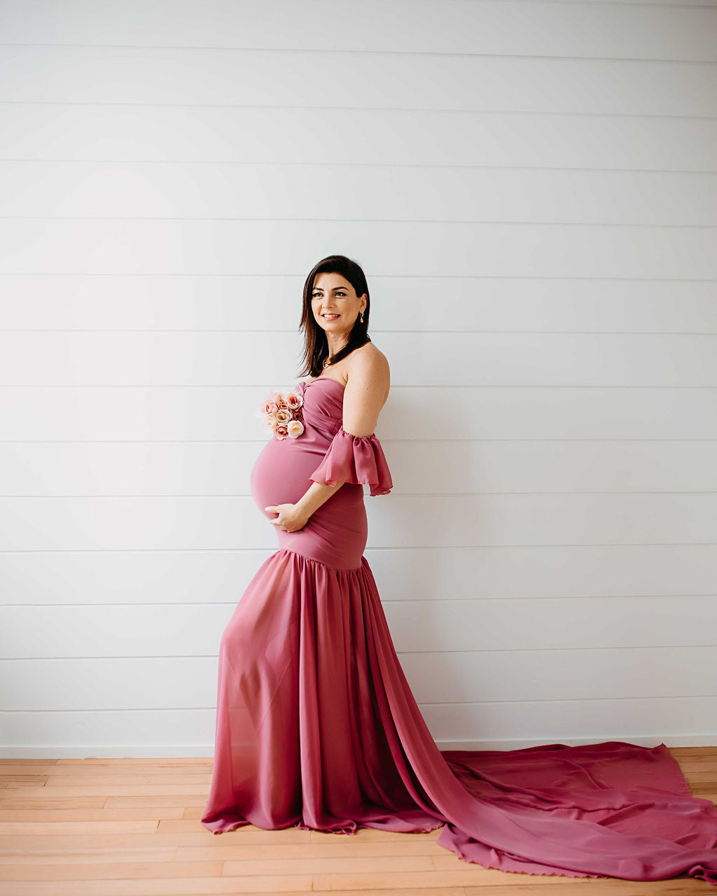 Mauve Pink Diantha Gown - maternity photoshoot dress
