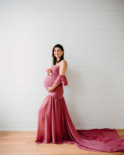 Mauve Pink Diantha Gown - maternity photoshoot dress