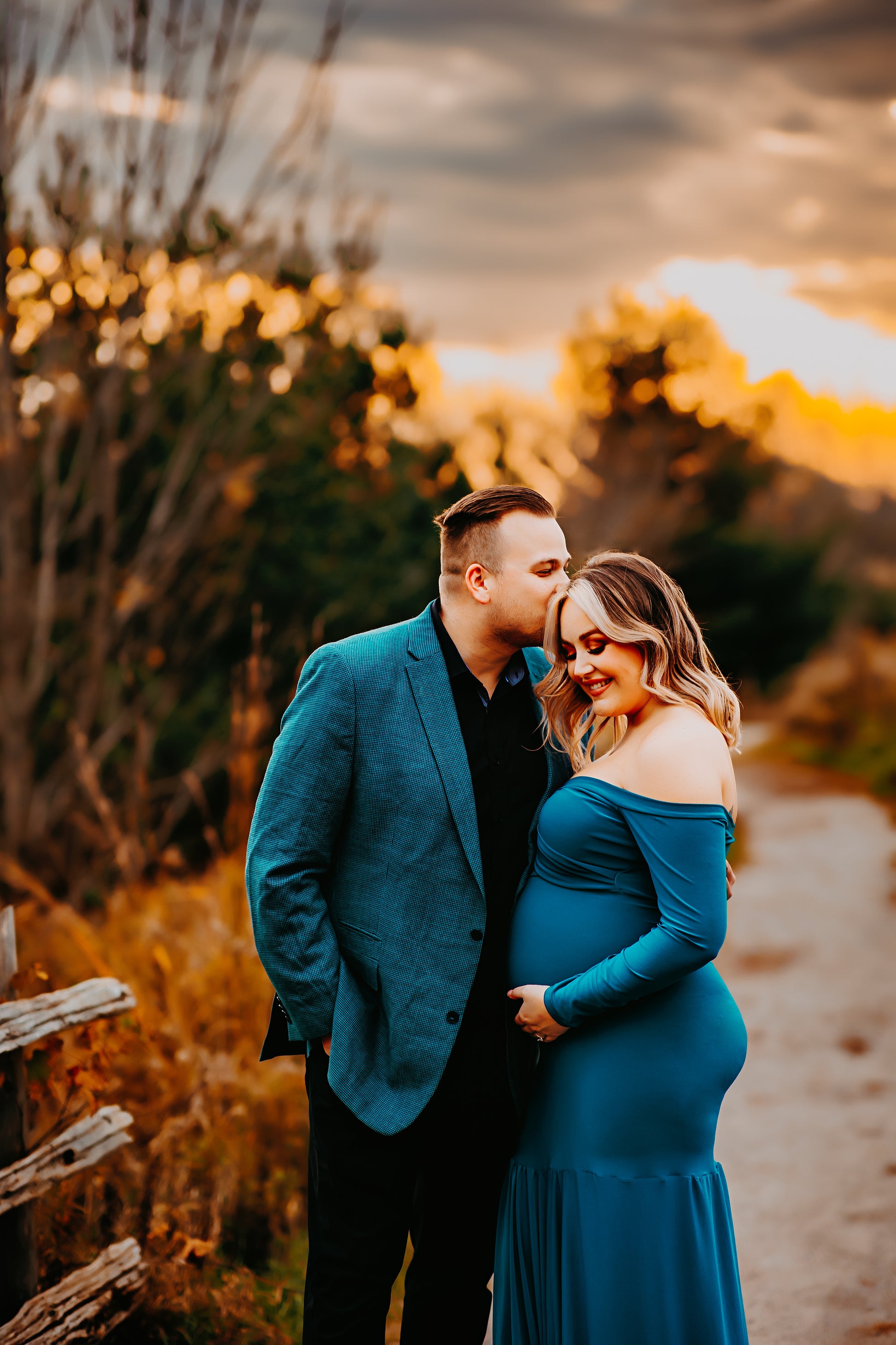 Teal Fitted Maternity Gown - maternity photoshoot dress
