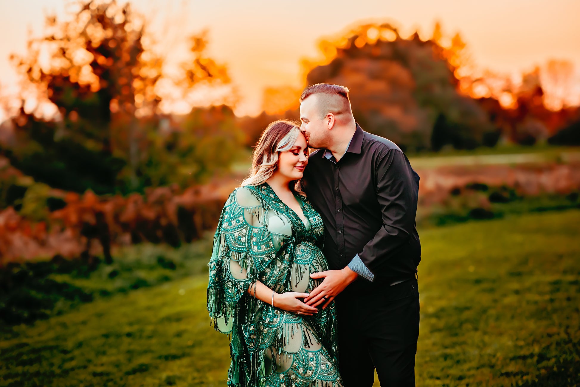 Green Goddess Gatsby Gown - maternity photoshoot dress