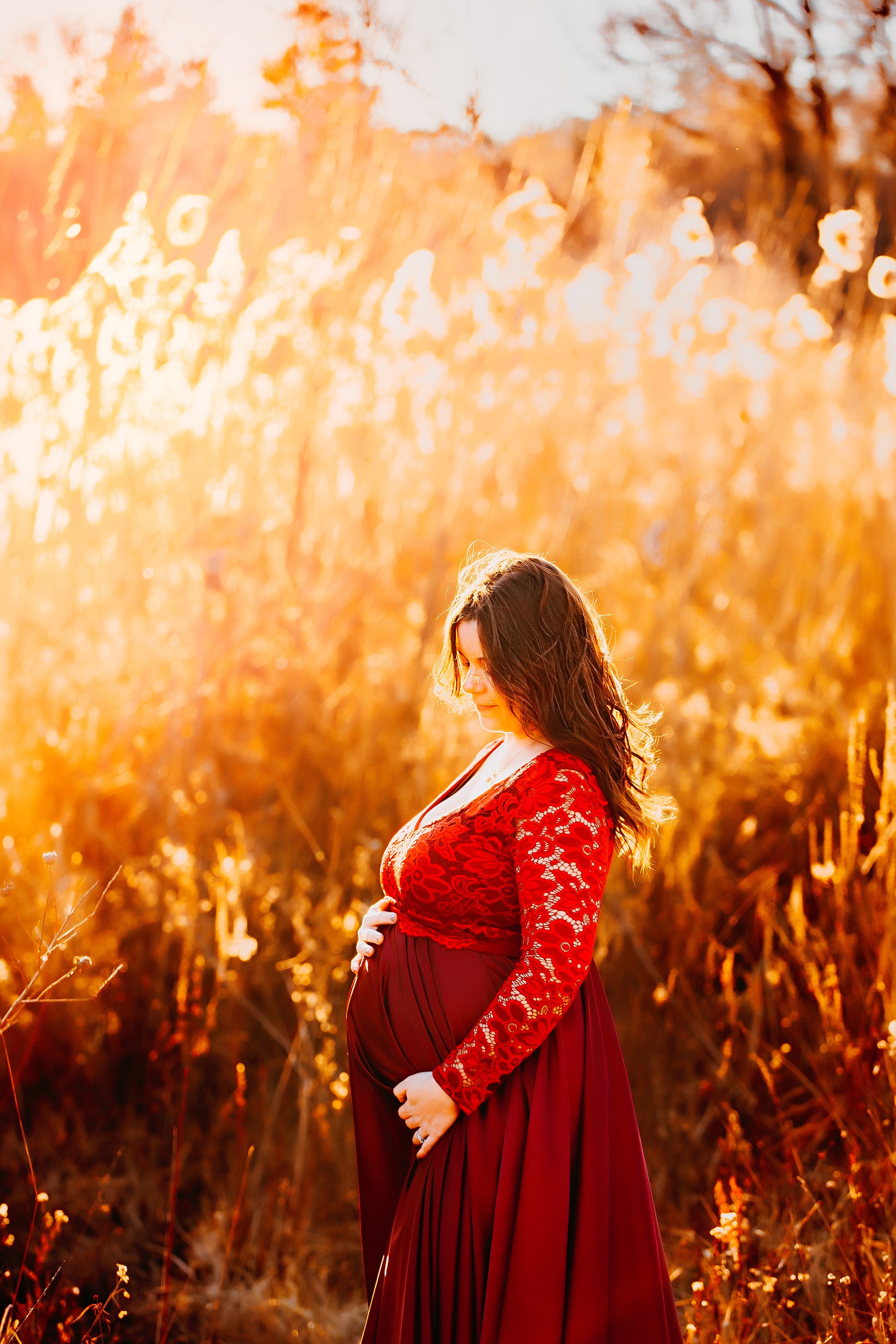 Burgundy Muscari Maternity Dress - maternity photoshoot dress