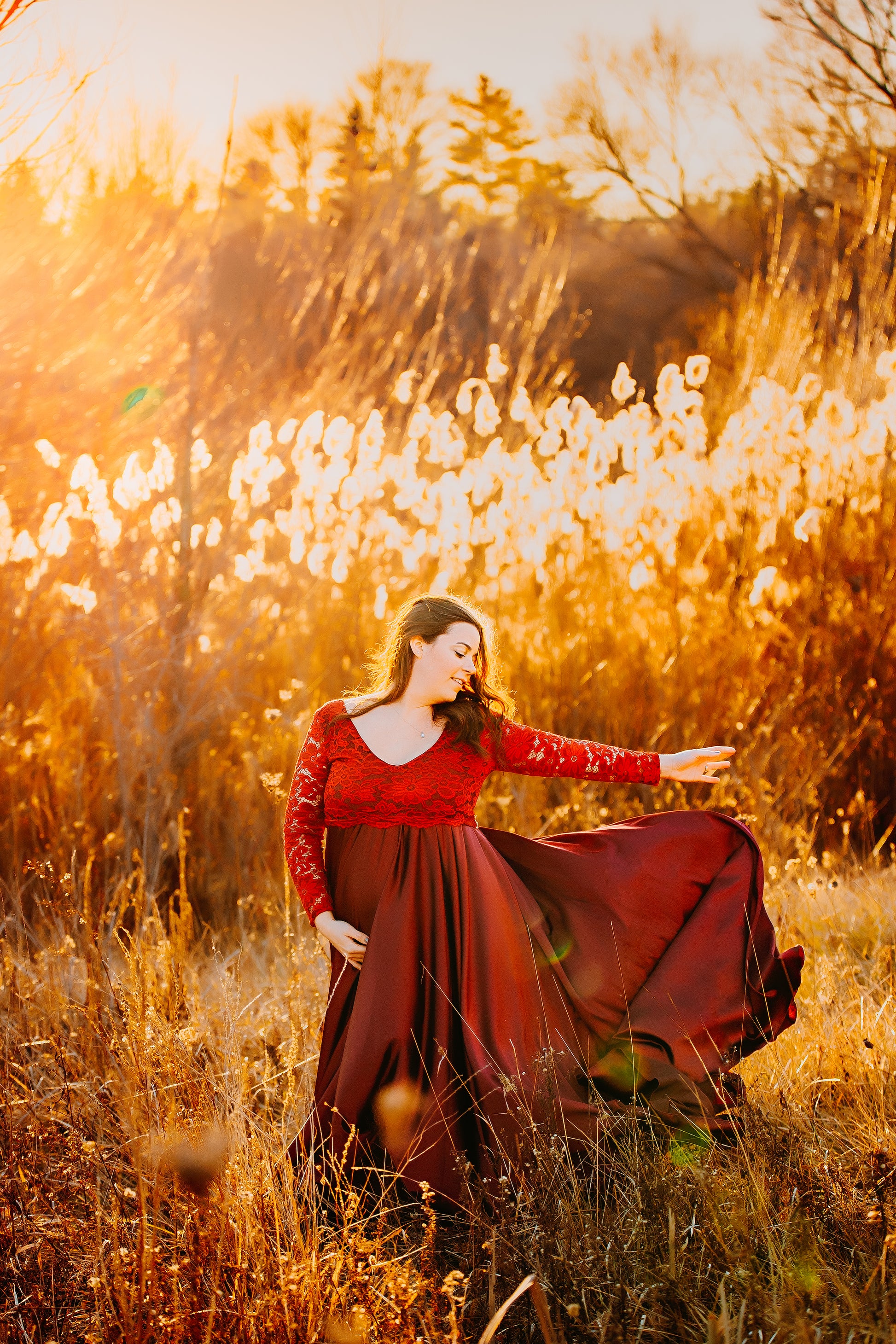 Burgundy Muscari Maternity Dress - maternity photoshoot dress