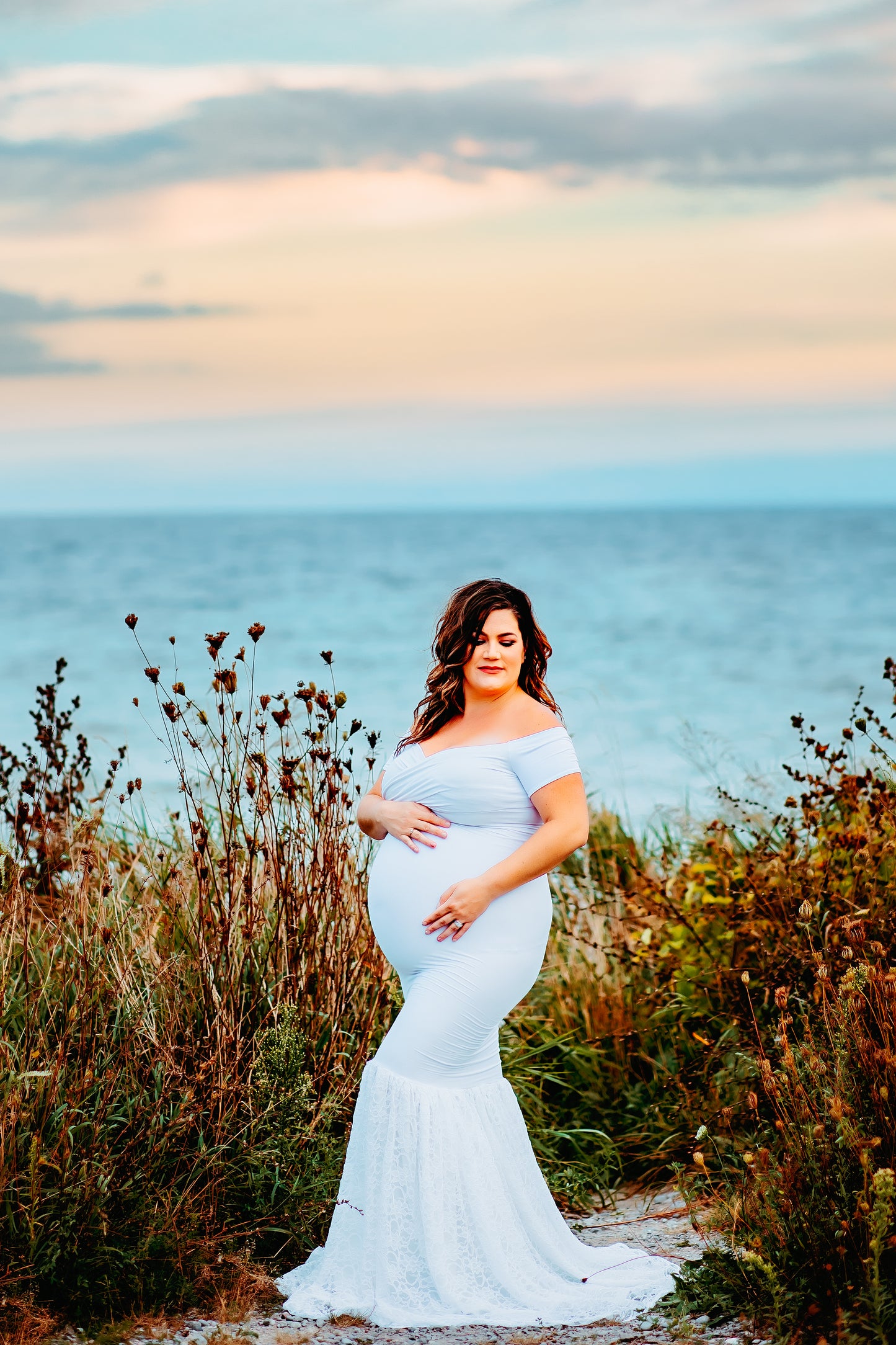 White Lace Mermaid Gown - 