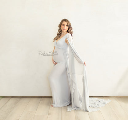 Cool Grey Atrofusca Maternity Gown